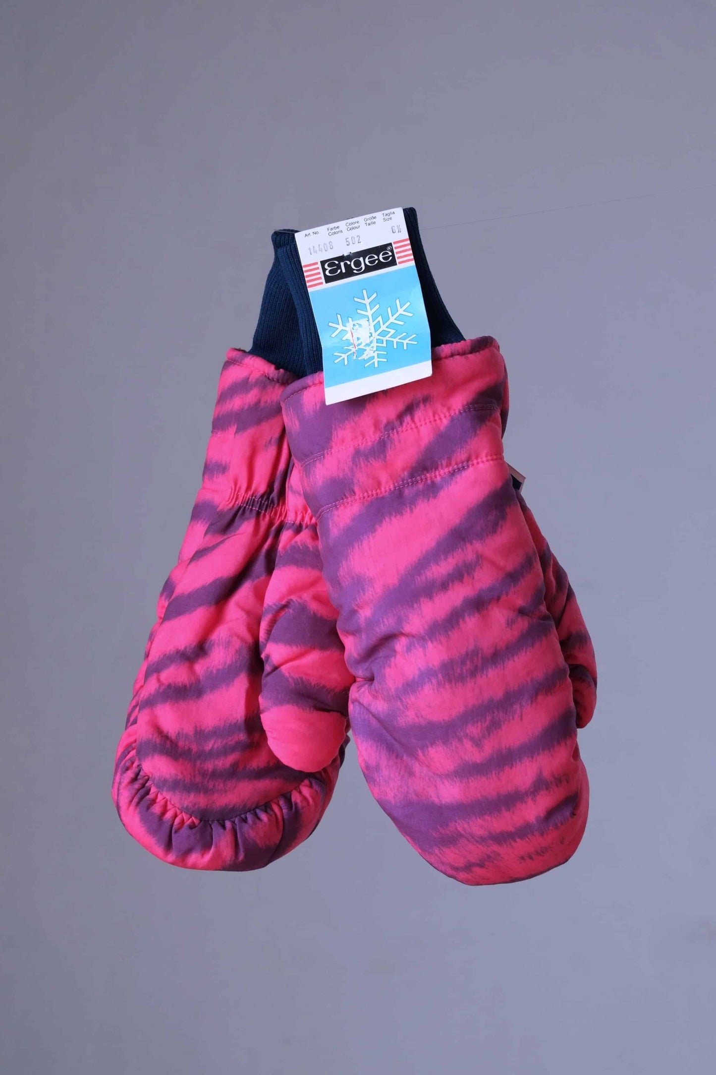 90's Print Ski Mittens zebra print in pink and purple
