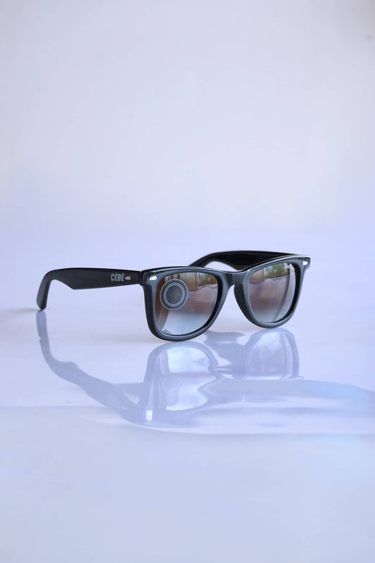 CÉBÉ 90's Wayfarer Mirrored Lens Sunglasses on white background