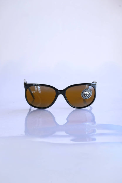 CÉBÉ 90's Classic Mirrored Lens Sunglasses in black on white background