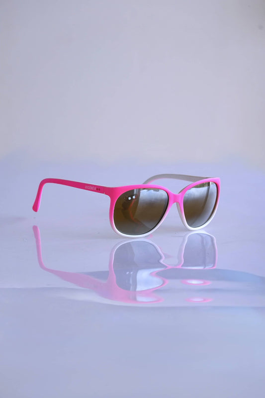 CÉBÉ Vintage Neon & Mirrored Sunglasses in pink and white