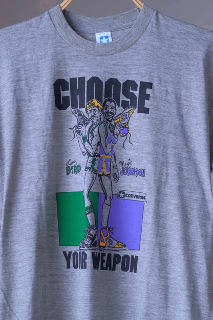 Close up of CONVERSE Choose Your Weapon 80's T-shirt