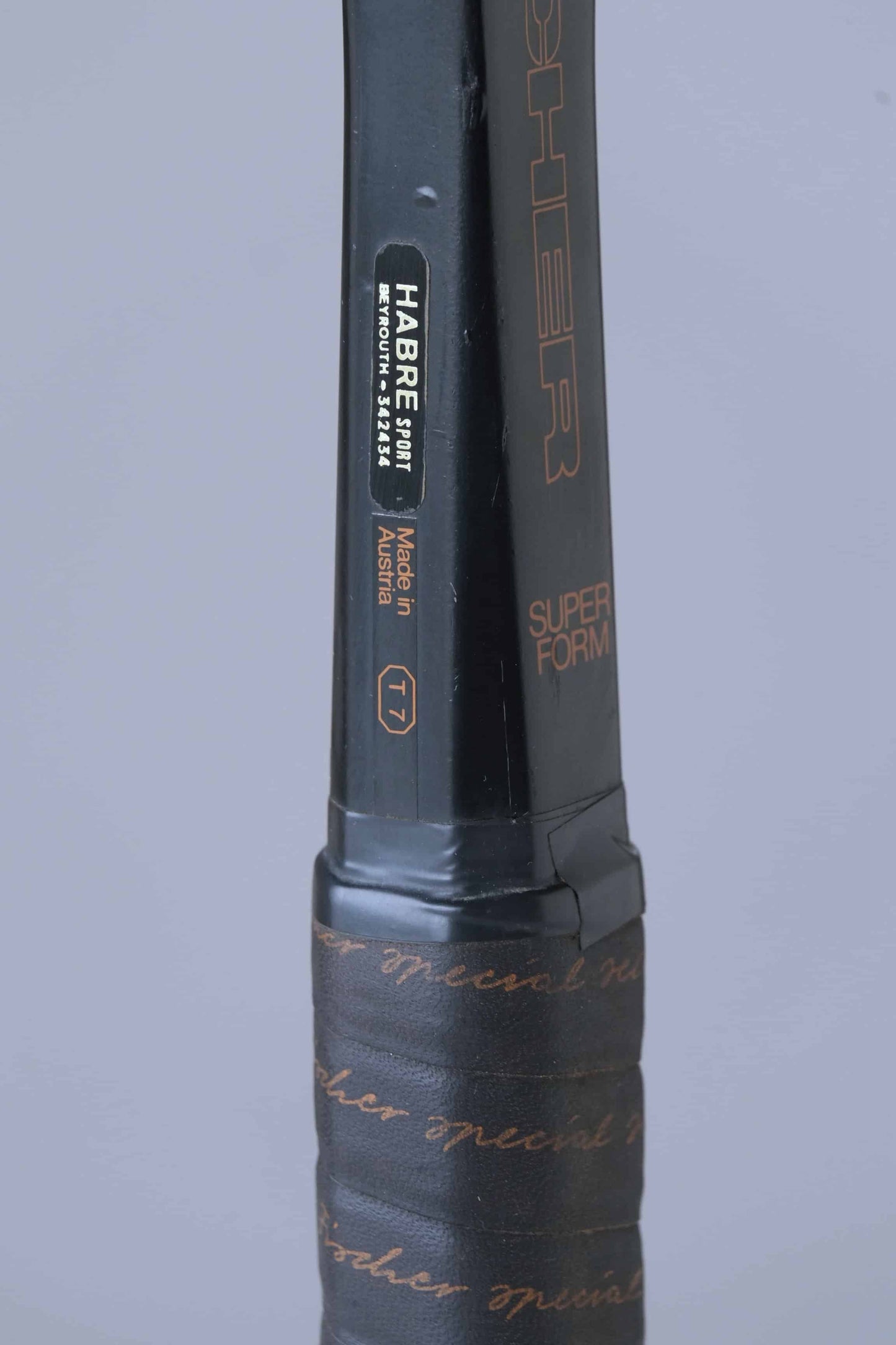 Close up of FISCHER Superform Vintage Tennis Racquet