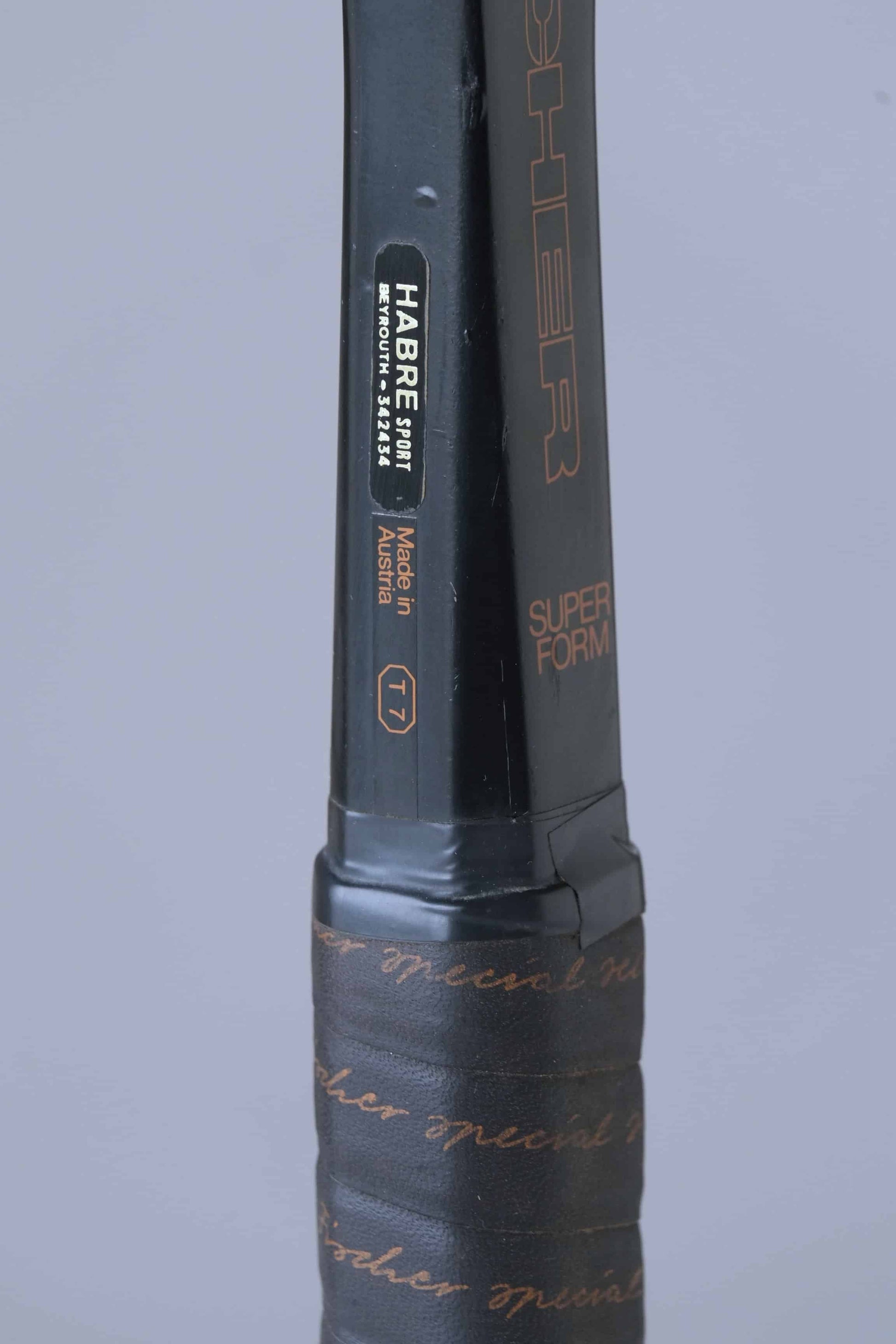 Close up of FISCHER Superform Vintage Tennis Racquet