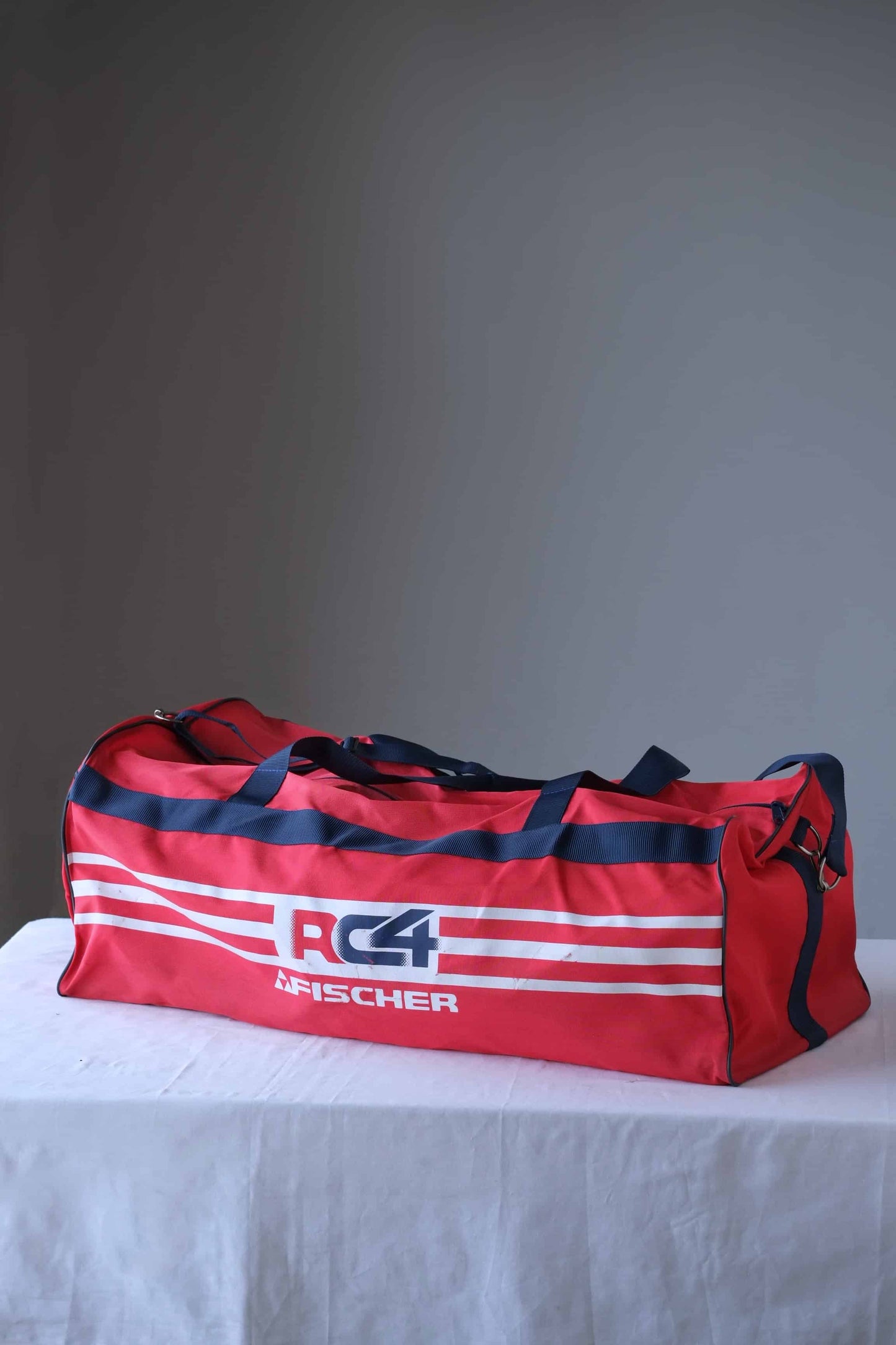 Vintage Fischer Duffle Bag red and navy