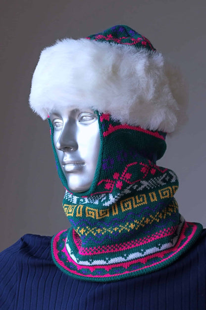 KNITTED Patterned Balaclava green