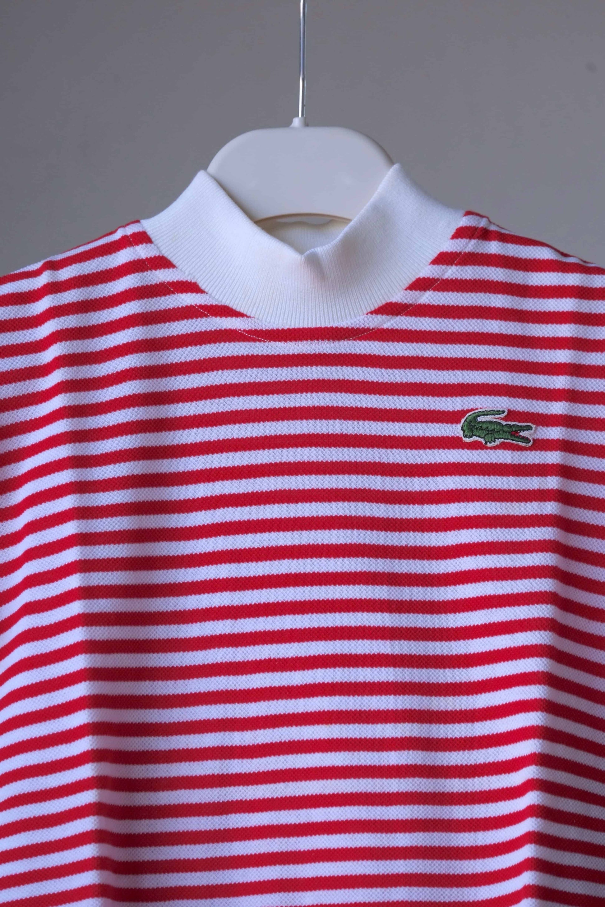 close up of LACOSTE Striped Shirt in red and white