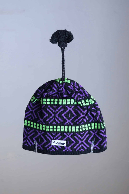 LÖFFLER 90's Jacquard Beanie black/purple