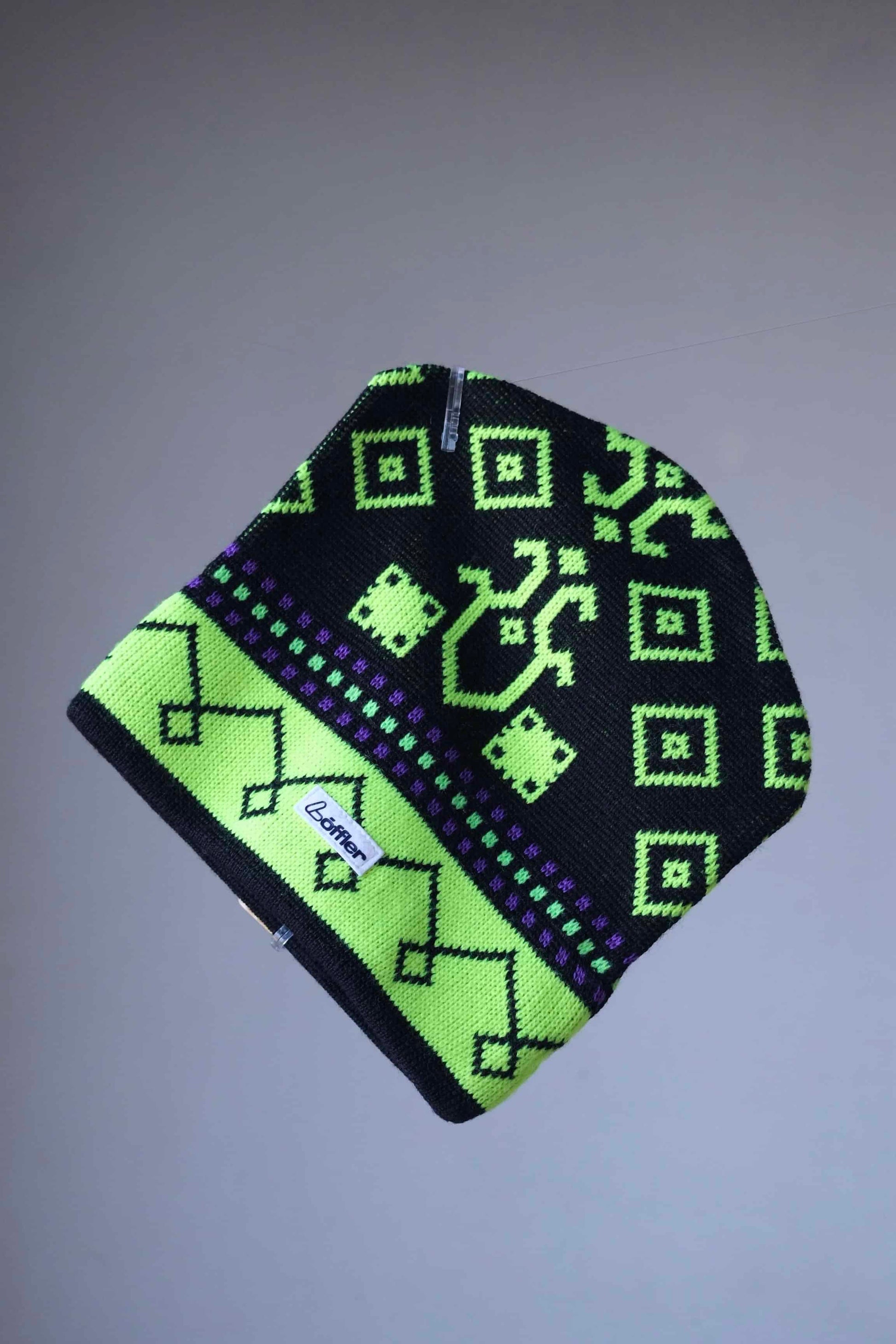 LÖFFLER Vintage 90's Ski Hat black and neon yellow