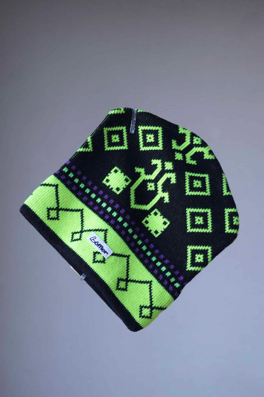 LÖFFLER Vintage 90's Ski Hat black and neon yellow