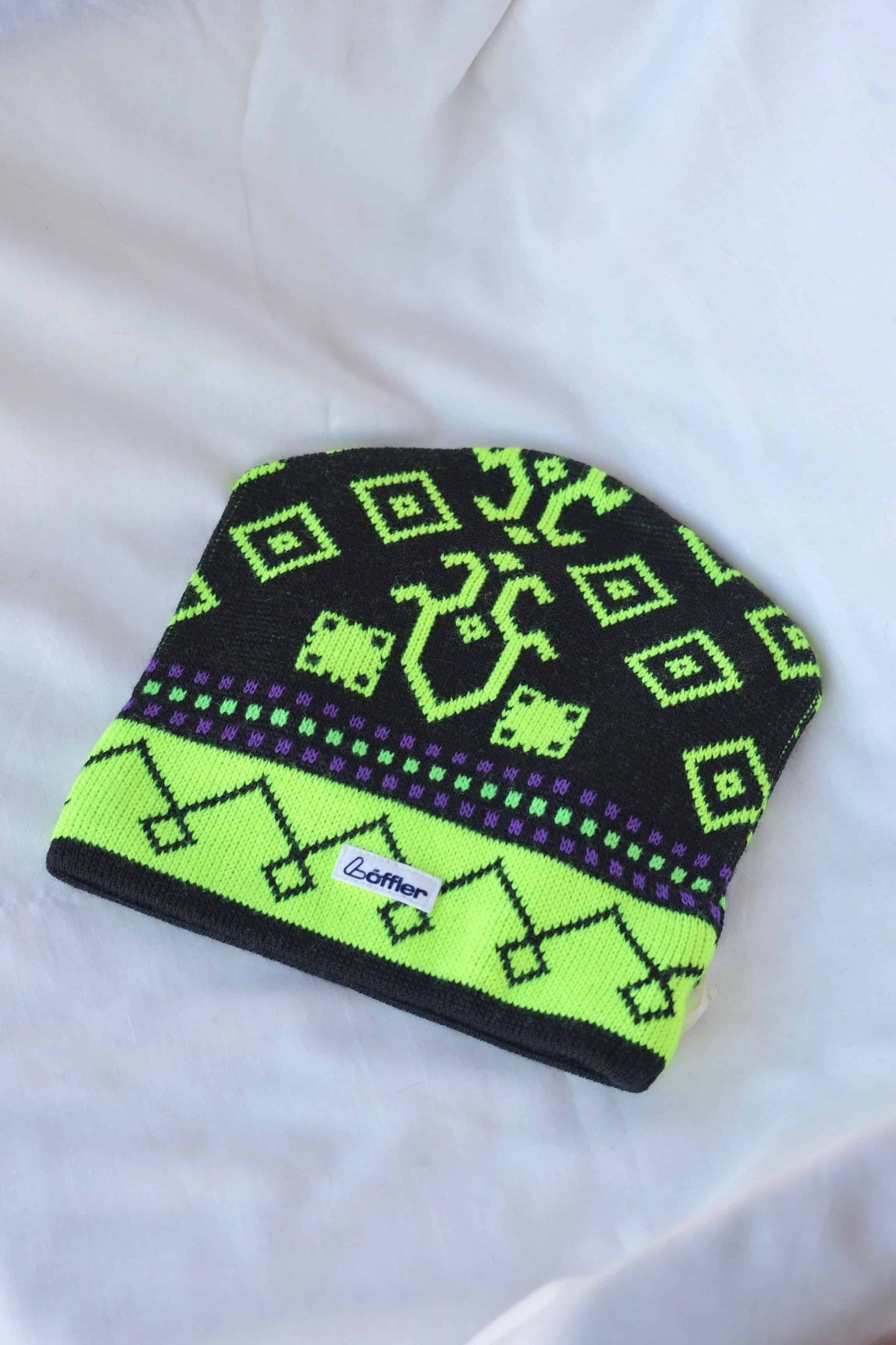LÖFFLER Vintage 90's Ski Hat black and neon