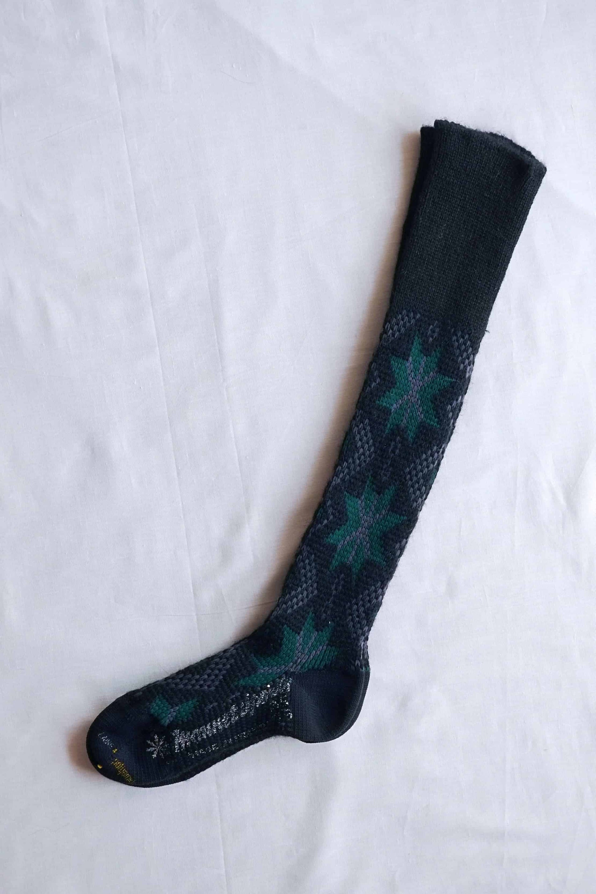 Balck and green Vintage Knee High Jacquard Socks