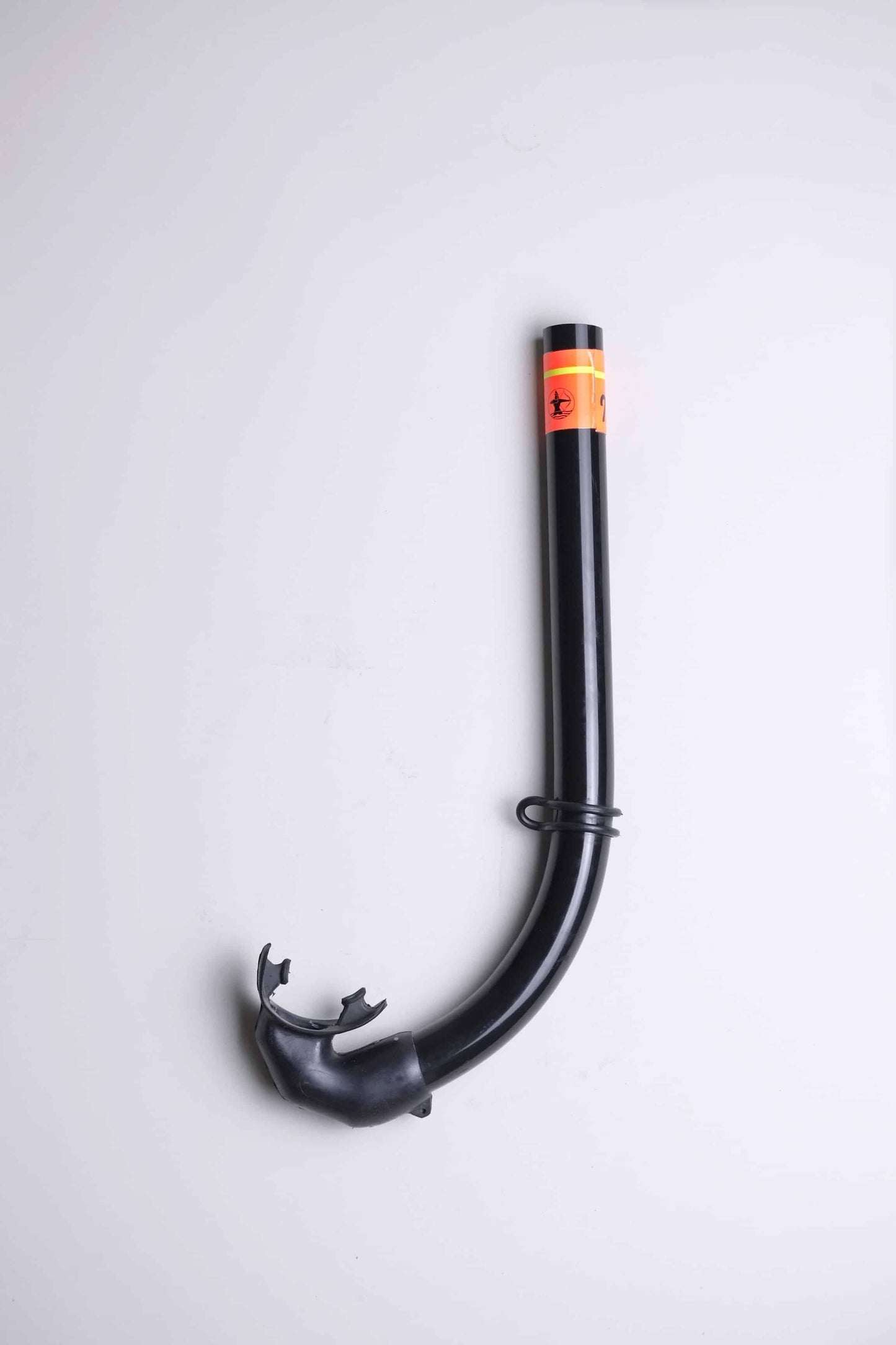 Vintage Nemrod Bahia snorkel on white background, turned left.