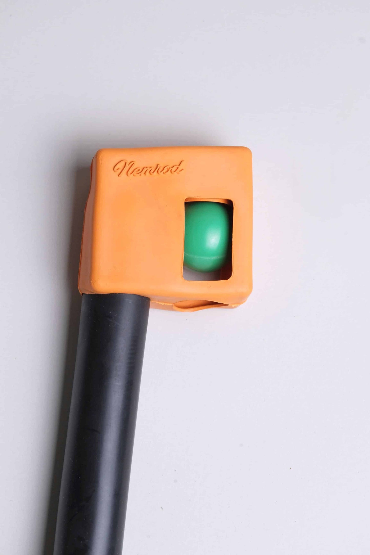 Close up of the valve on a Vintage Nemrod Menorca snorkel on white background