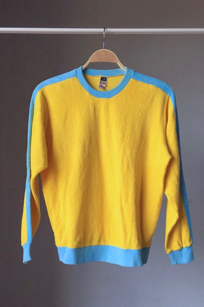 RESTOSANA Vintage Terry Sweatshirt yellow and blue