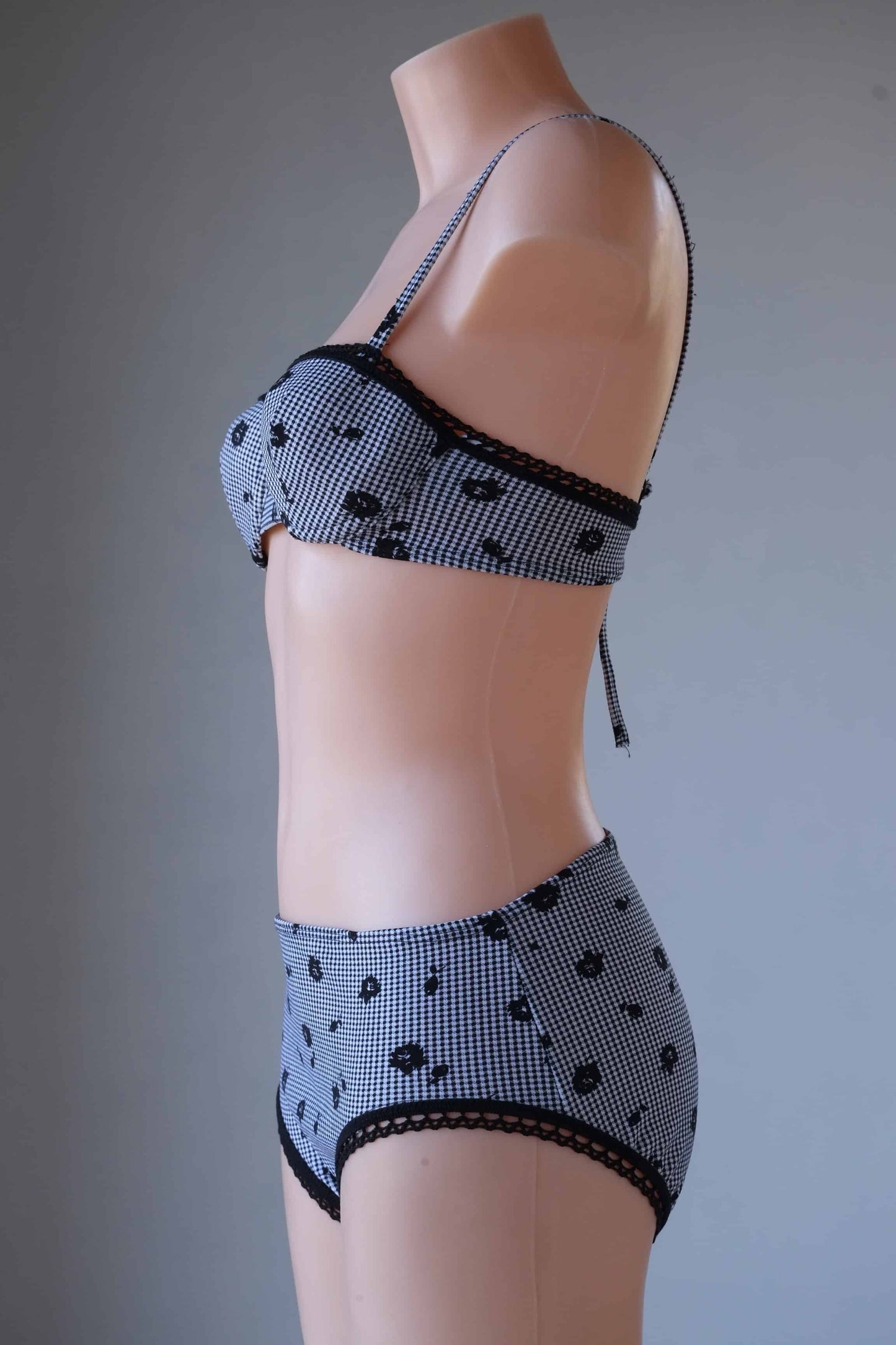 Vintage 1960's Black & White Gingham Bikini