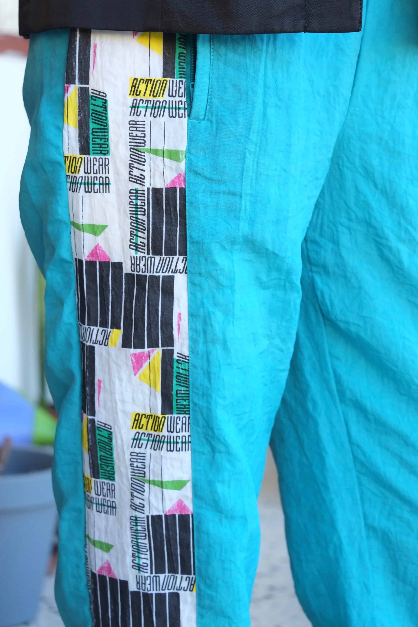 Vintage Adidas 90's Track Pants jade and multi colored print