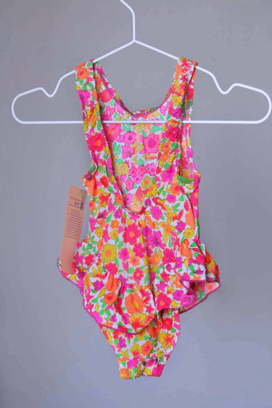 90's Girls Floral Peplum Swimsuit BACKSIDE