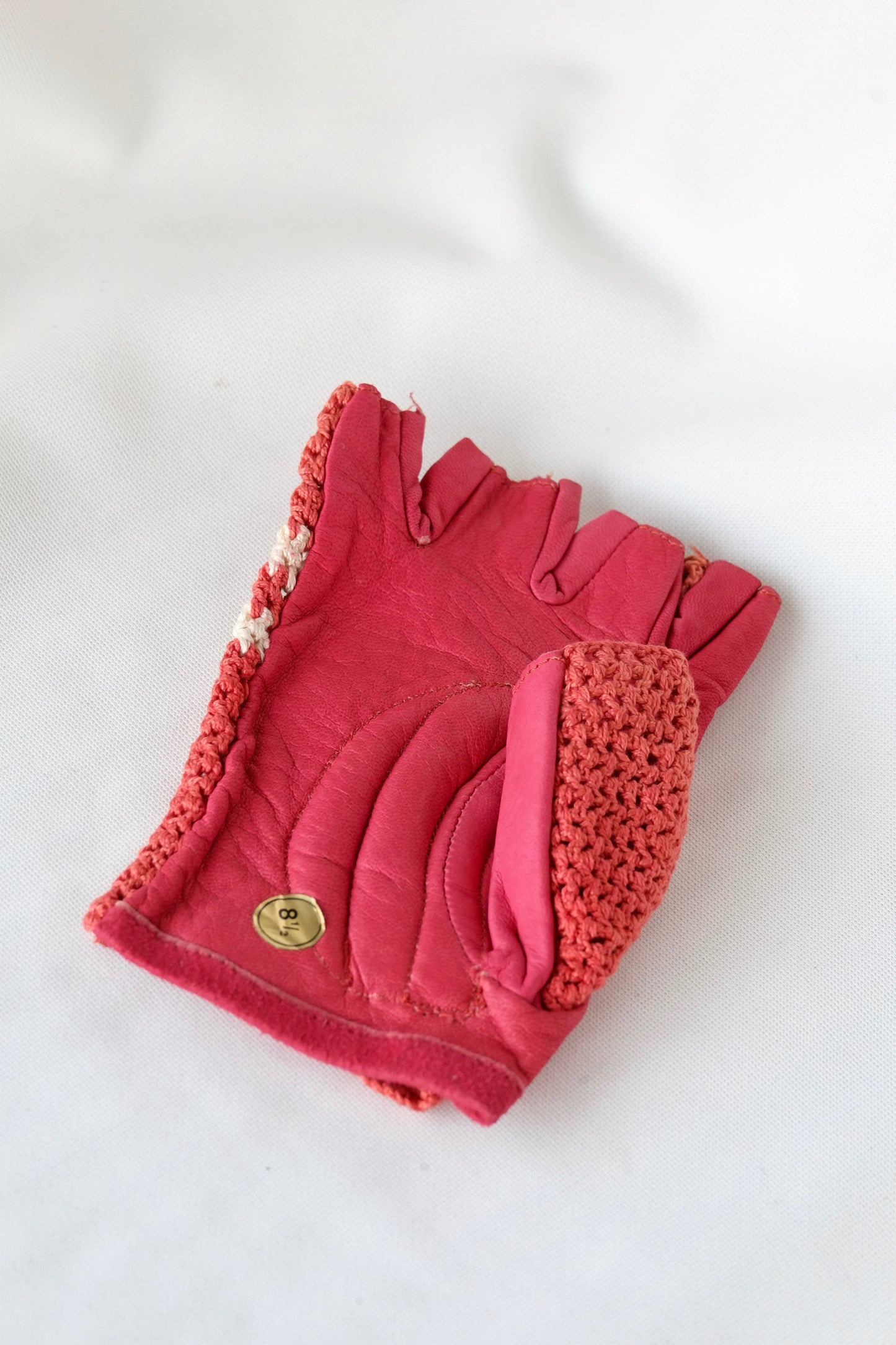 KNIT & Leather Half Finger Glove