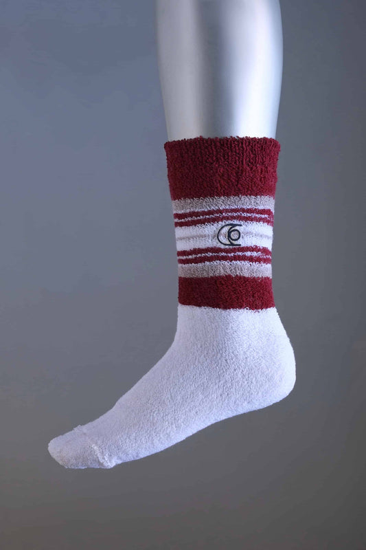 French Terry Crew Socks burgundy grey