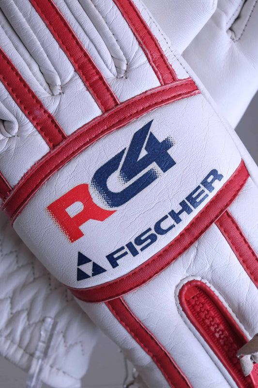 FISCHER Vintage Leather 80's Ski Gloves DETAIL