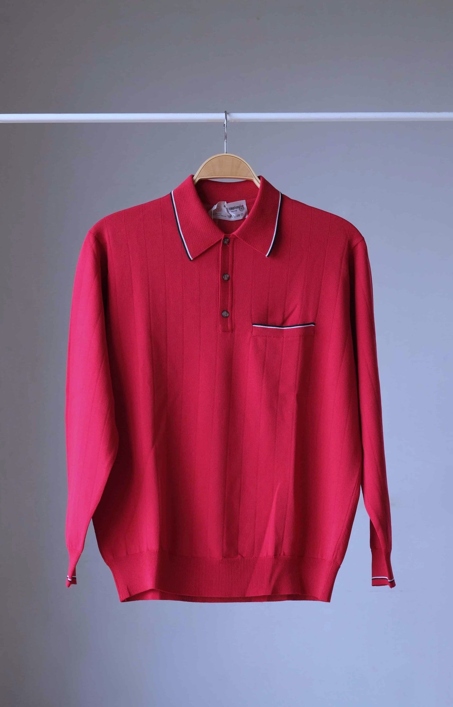Vintage 70's Long Sleeves Knit Polo red