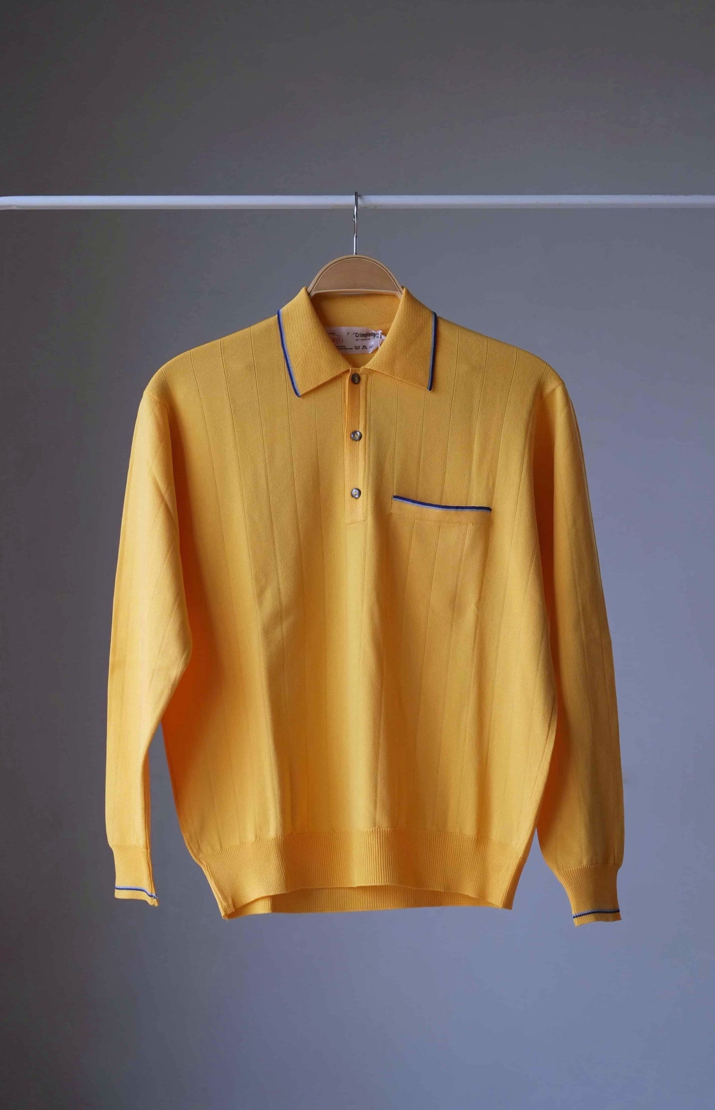 Vintage 70's Long Sleeves Knit Polo yellow