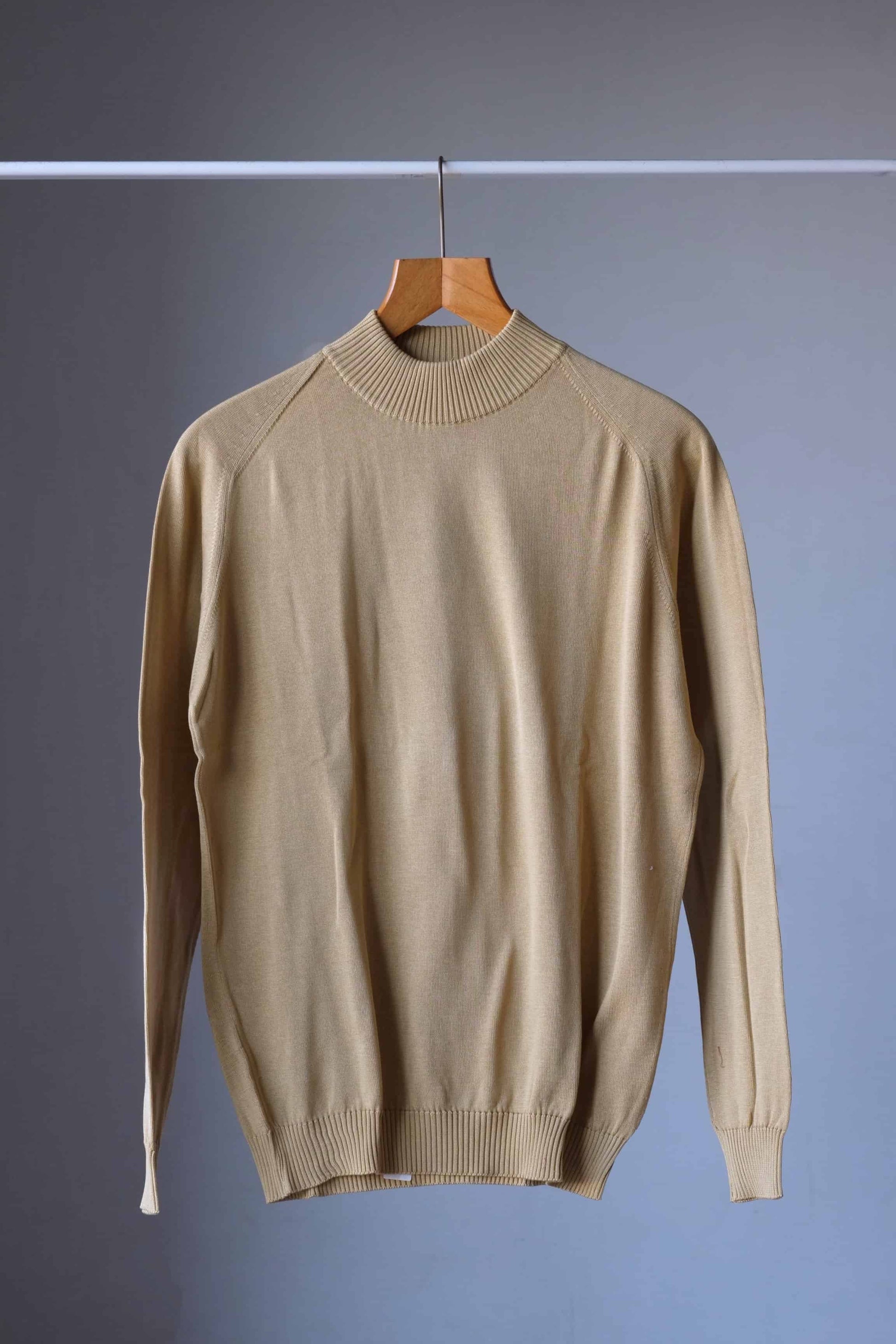 70's High Neck Men's Sweater sand