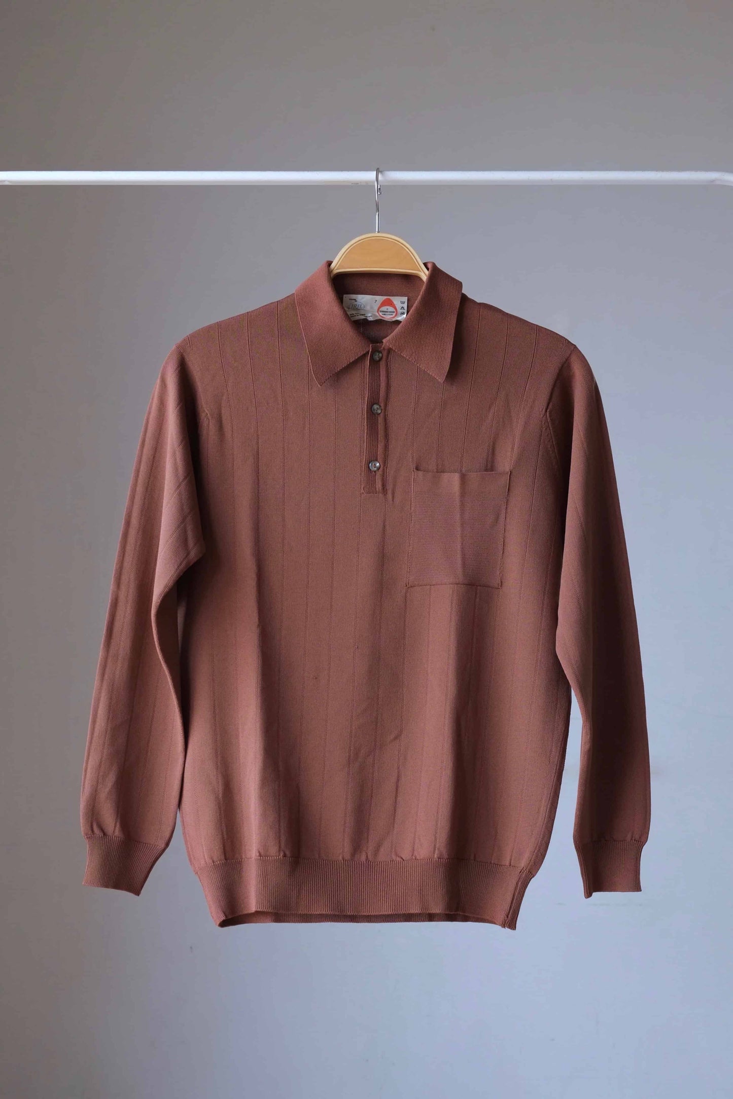  70's Long Sleeves Knit Polo BROWN