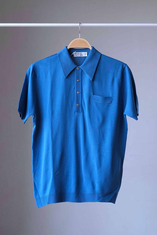 70's Knitted Women's Polo Top teal