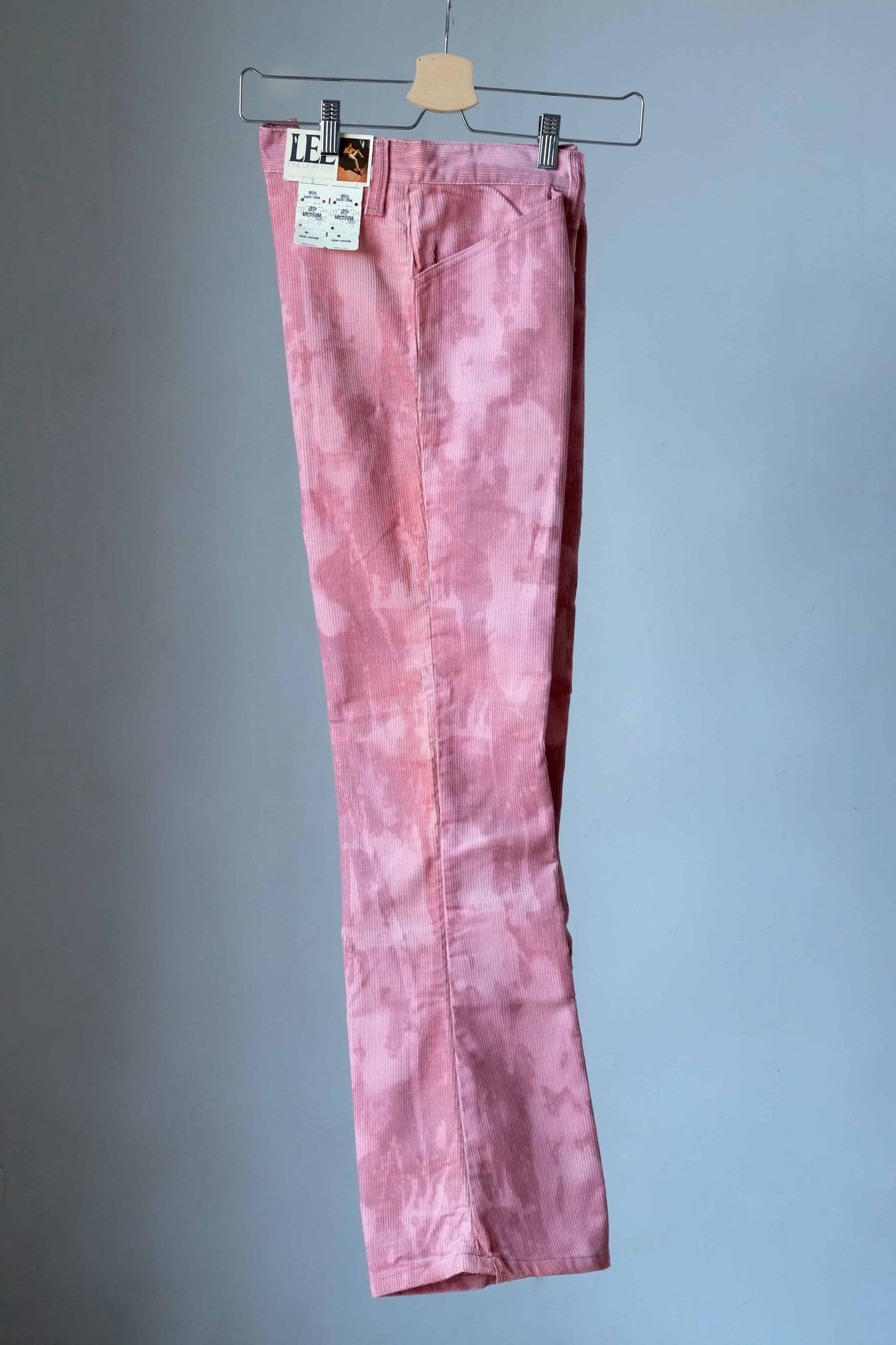 Vintage LEE Corduroy Tie-Dye 70's Bell Bottoms pink side