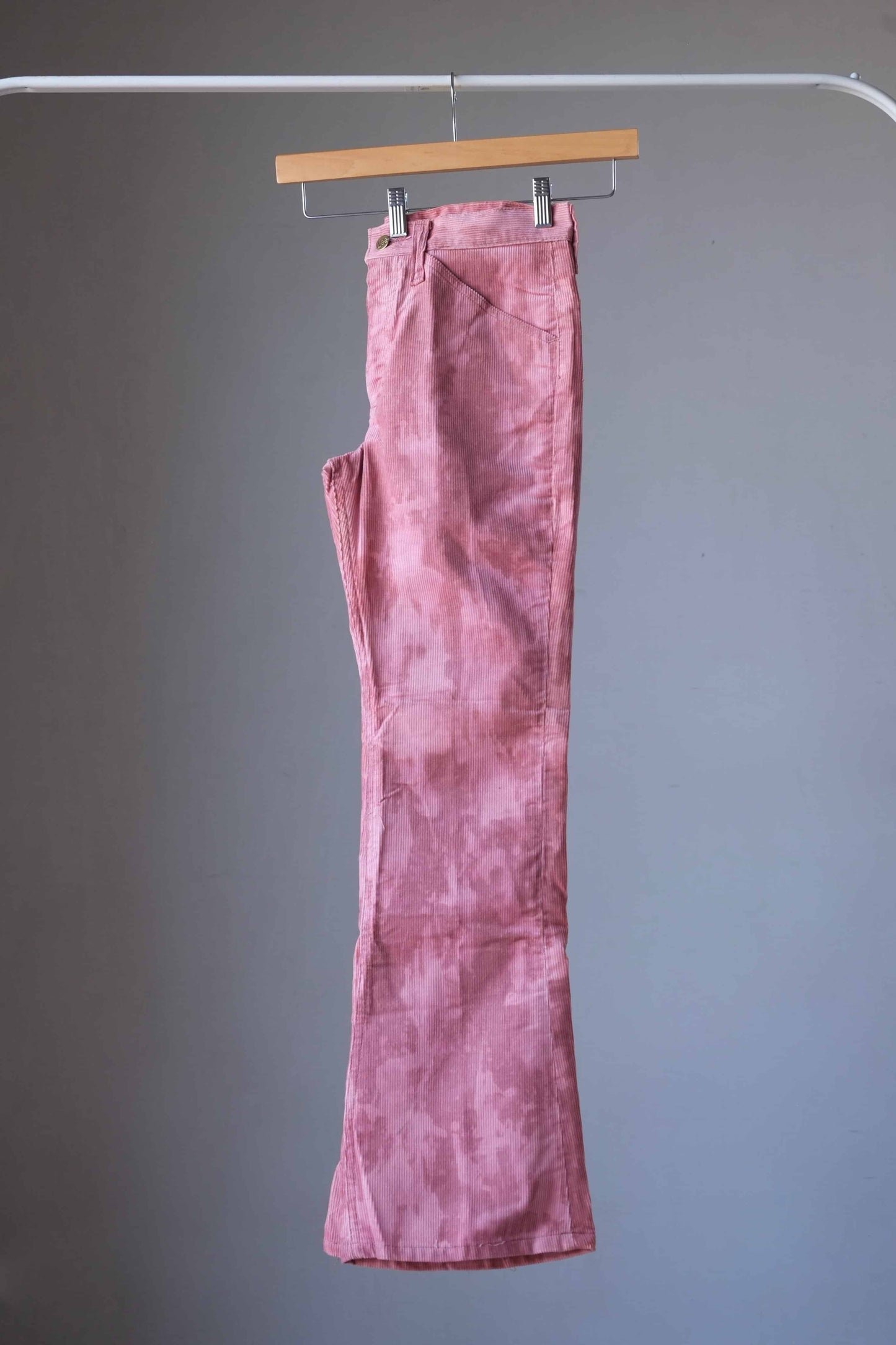Vintage LEE Corduroy Tie-Dye 70's Bell Bottoms pink left side
