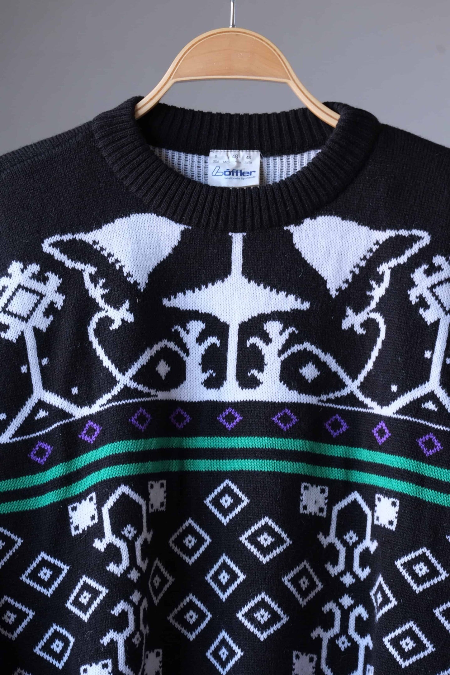 Vintage Mohair Jacquard 90's Sweater close up