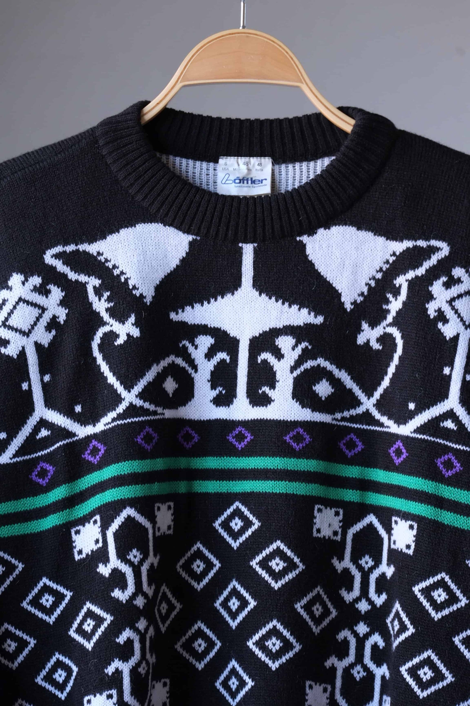 Vintage Mohair Jacquard 90's Sweater close up