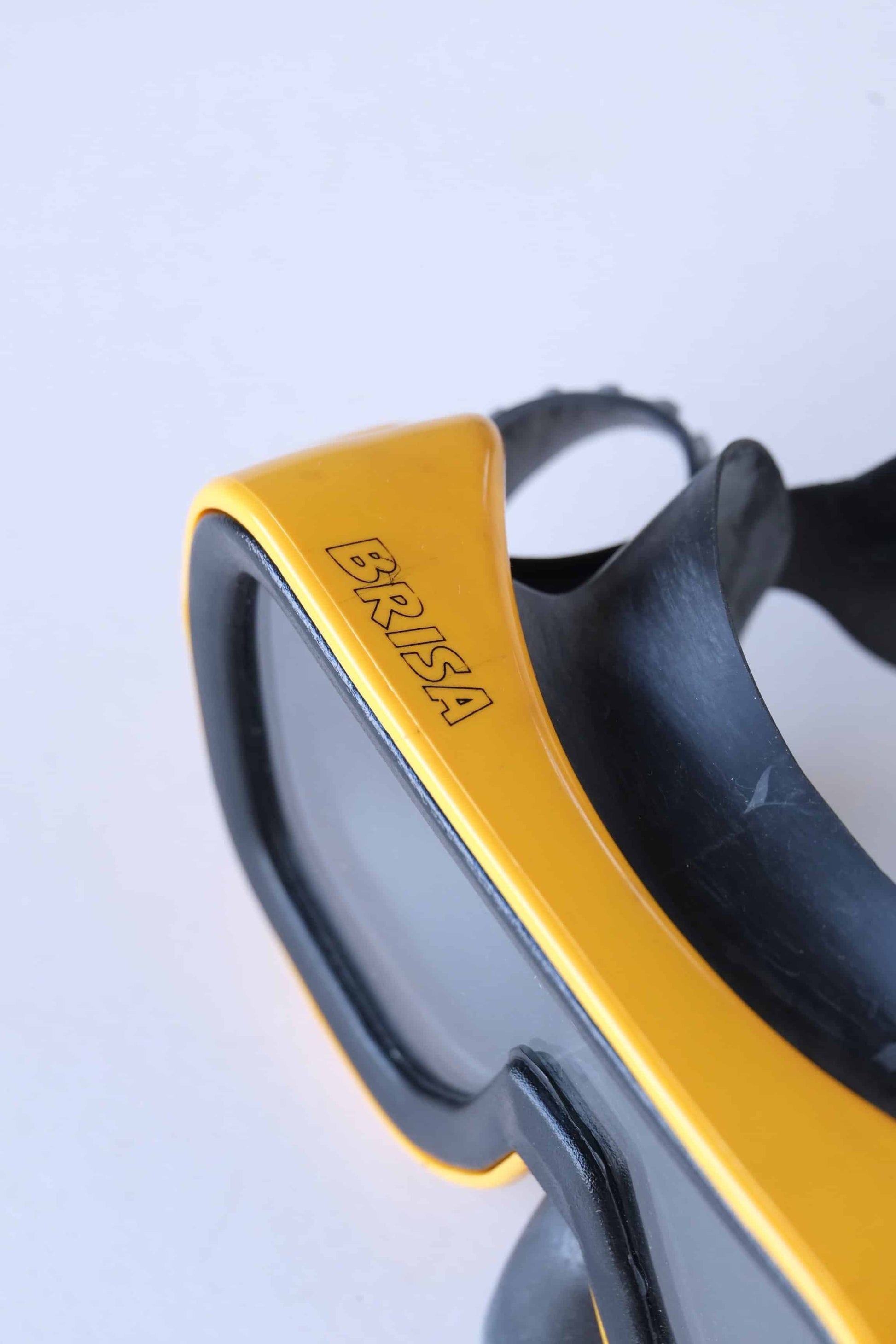 NEMROD Brisa 90's Diving Mask yellow and black close up