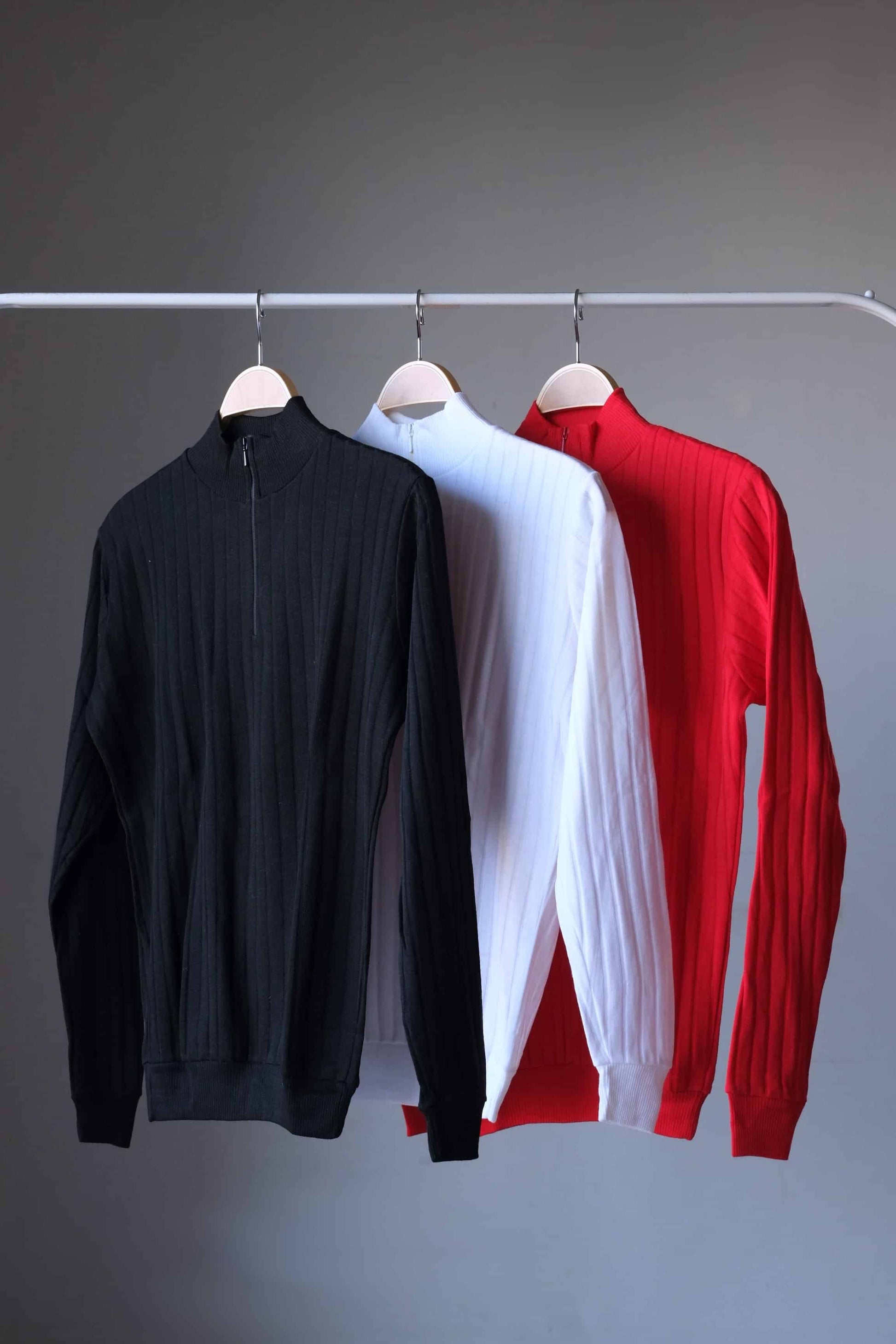 70's Zip Neck Men's Sweater red black and white