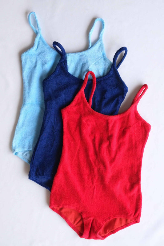 70's Solid Terry one piece Swimsuit