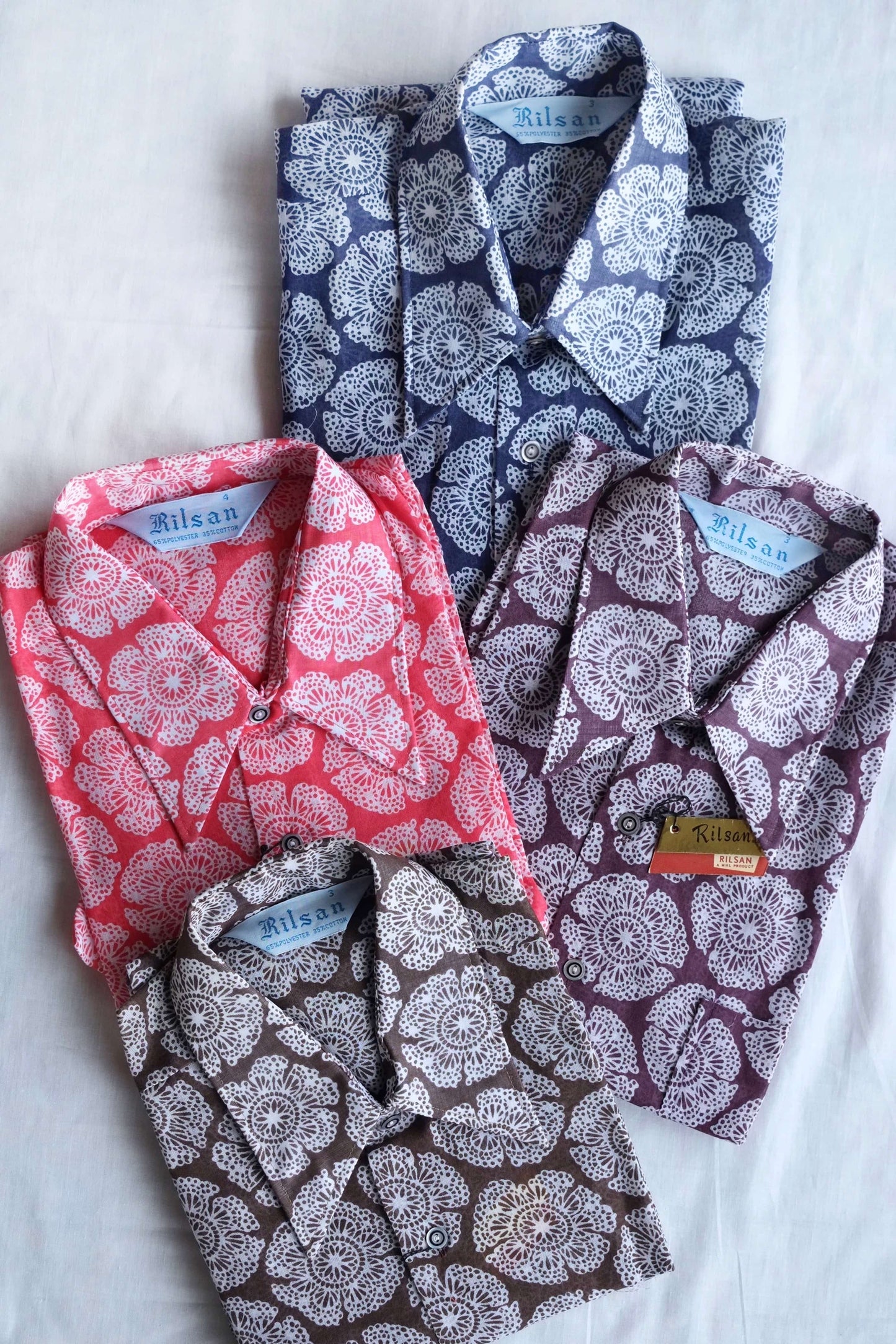 vintage flower print short sleeves 70s shirt