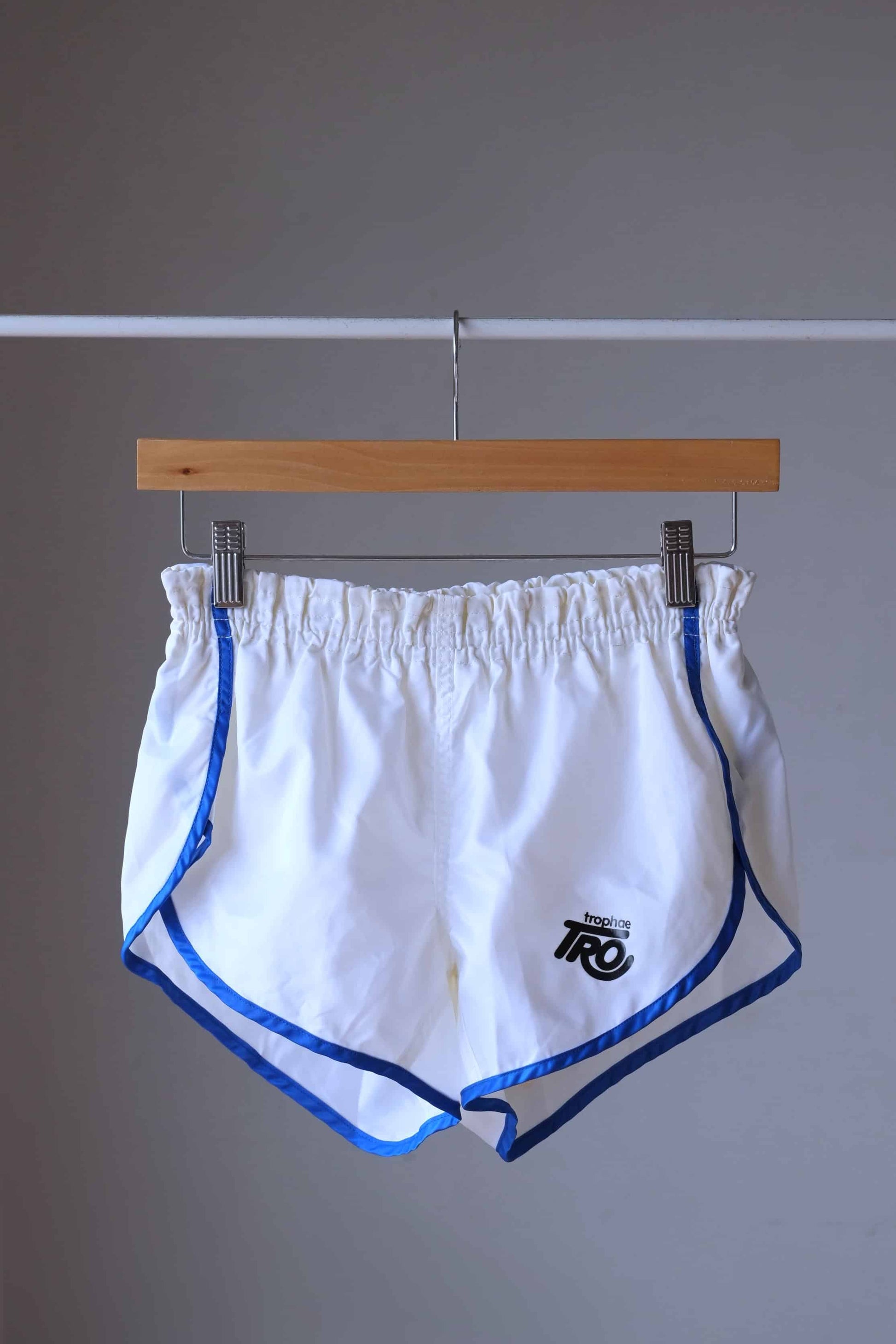 Vintage Satin 80's Jogging Shorts white blue