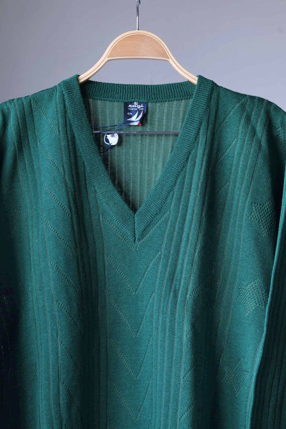 Vintage 90's V-Neck Sweater green close up