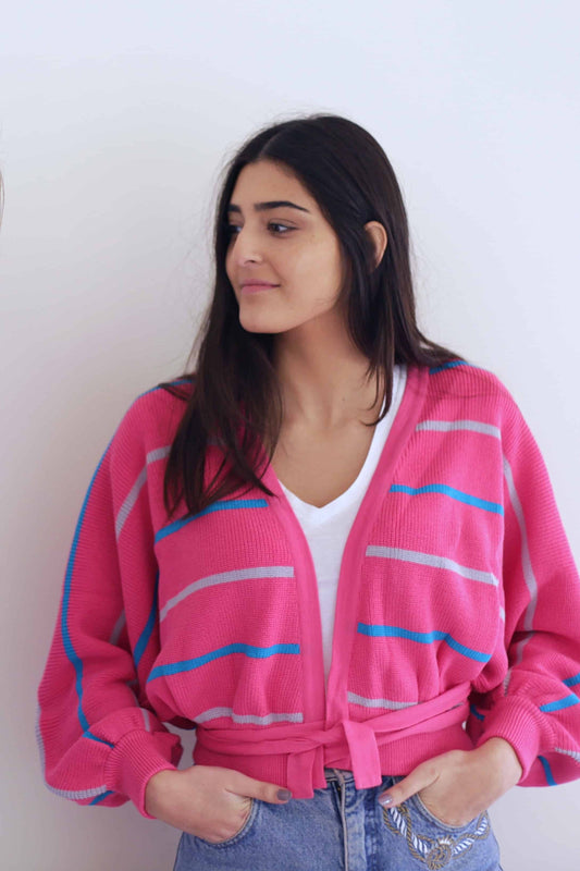 Vintage 80's Wrapround Sweater pink on model