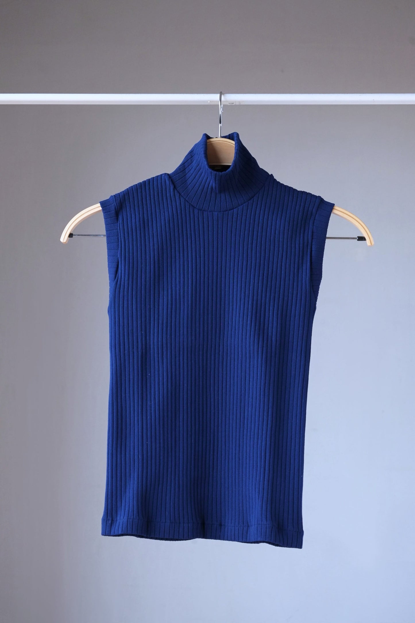 Vintage 70's Sleeveless Rib Turtleneck navy