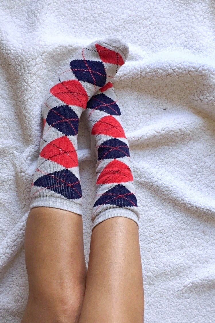 Vintage 80's Argyle Cotton Socks