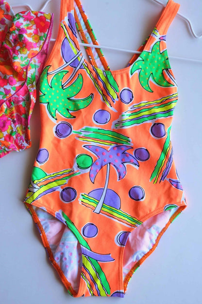 90's Neon Girls Palm Trees One-piece