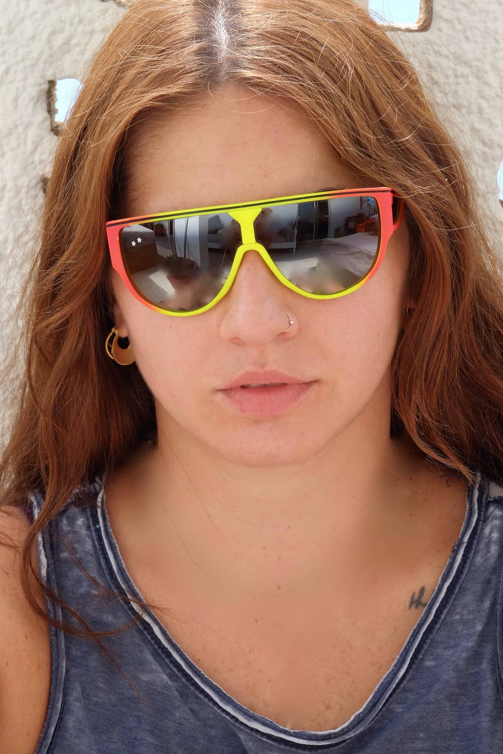 CÉBÉ 90s Wraparound Neon & Mirrored Sunglasses