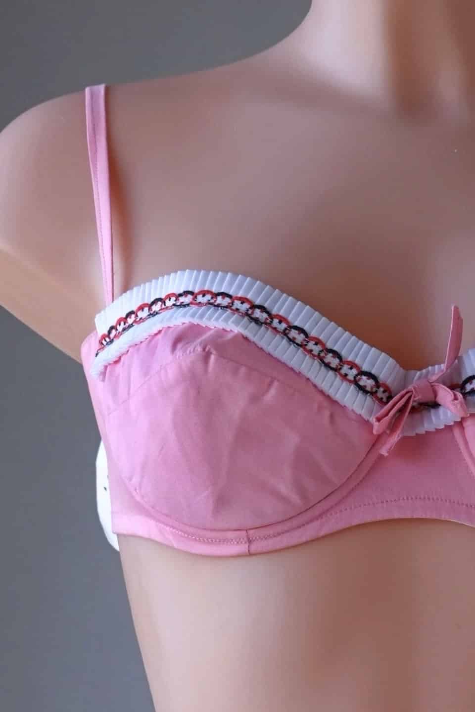 Close up of Pink Vintage 60's Bikini on mannequin