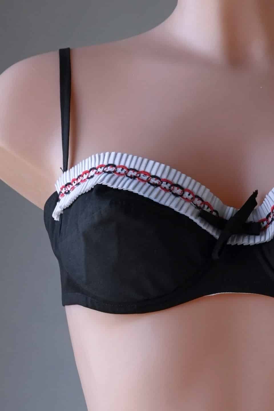 Close up of Black Vintage 60's Bikini on mannequin