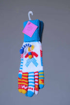 ERGEE Kids Wool Gloves in a turquoise and white clown design