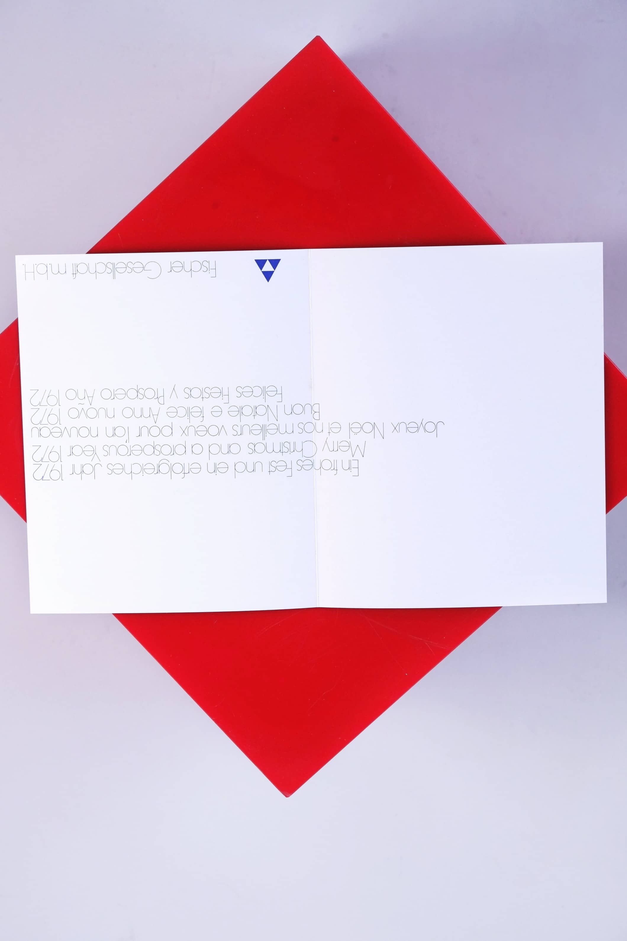 Inside of Fischer’s multilingual 1972 Christmas greeting card included with “Gang Durch’s Jahr” vinyl.