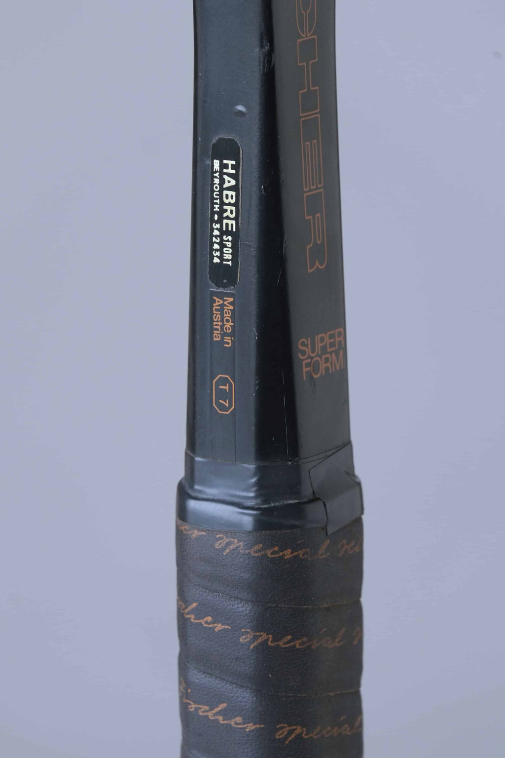 Close up of FISCHER Superform Vintage Tennis Racquet