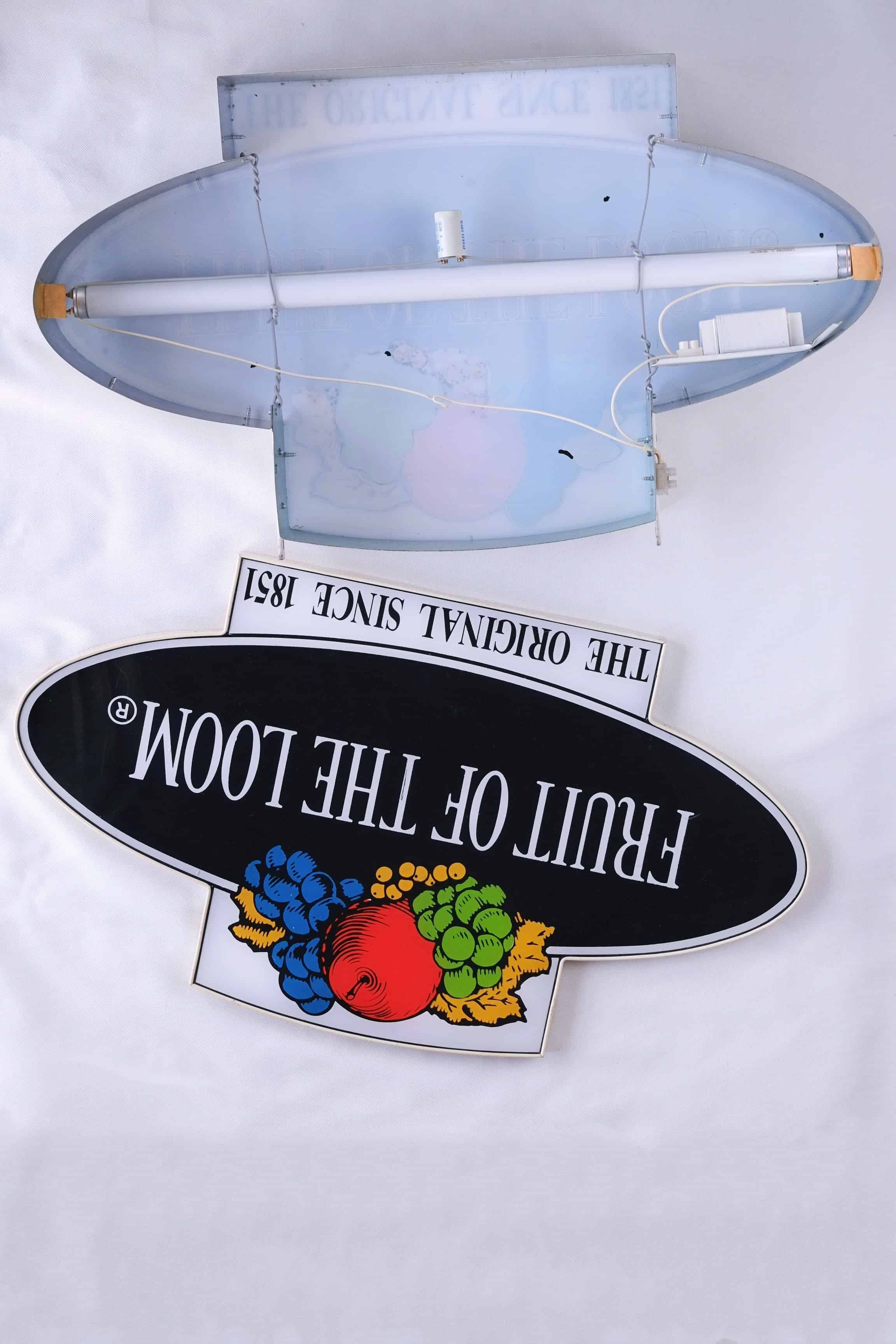FRUIT OF THE LOOM Vintage 90s Light-Up Store Sign – Hanging Neon